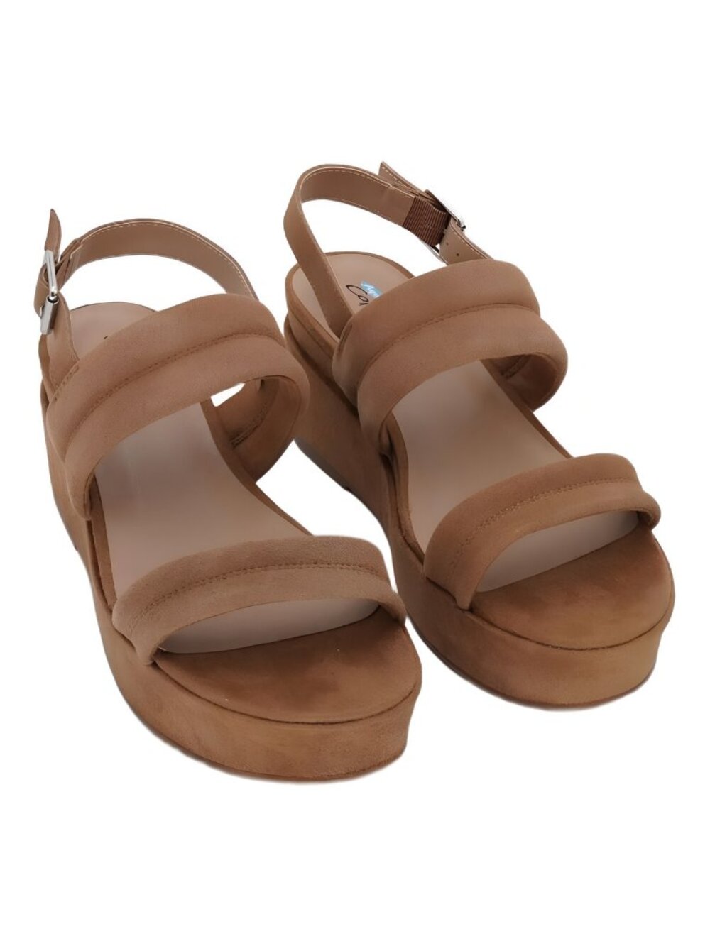 Aqua College Women's Nadi Slingback Platform Sandal Tan Suede Brown Size 8.5M